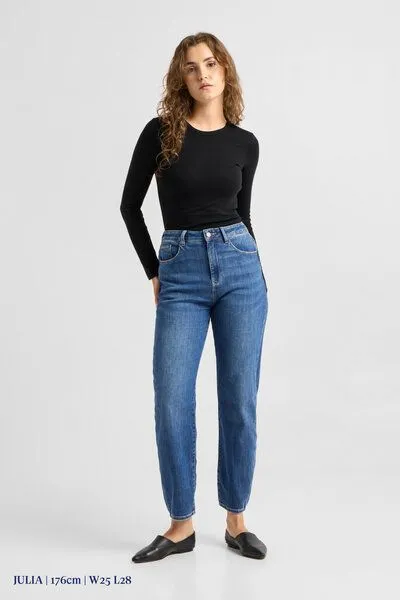 DAWN Damen Jeans STARDUST High Waist O-Shape DAWN Bio-Baumwolle, Medium blue, – Produktbild 3 von 6