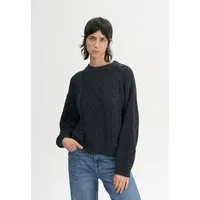 MELA MELA Zopfmuster Strickpullover Style SAMAIRA aus 100% Bio-Baumwolle, Schwarz, – Produktbild 1 von 1