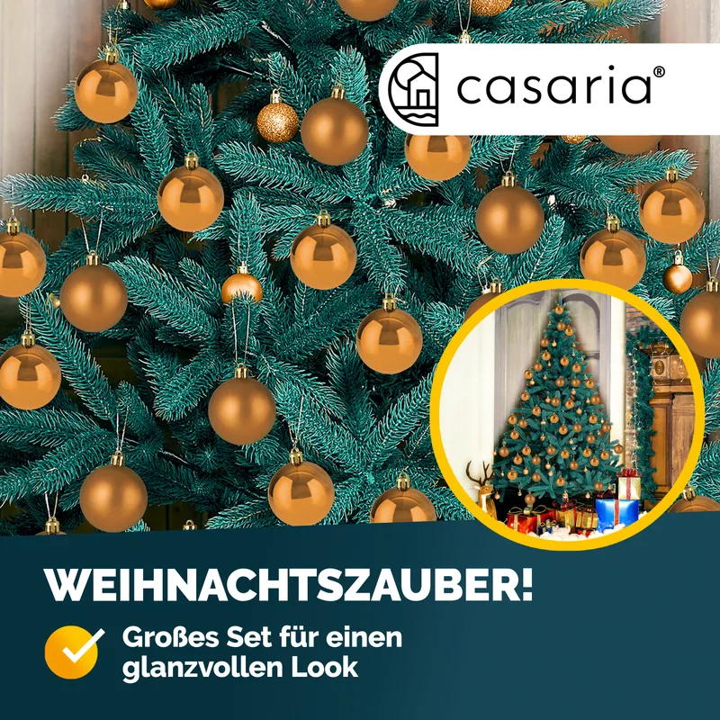 Casaria® Weihnachtskugeln Kupfer 54-tlg in matt & glänzend, Braun, – Produktbild 2 von 2
