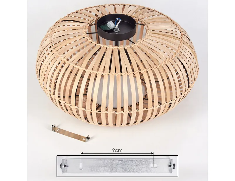 hofstein Deckenleuchte moderne Deckenlampe aus Metall/Bambus in Schwarz/Natur, ohne Leuchtmittel, Deckenleuchte mit Lichteffekt, Ø 51 cm, 3 x E27, ohne Leuchtmittel, Beige|schwarz, – Produktbild 5 von 5