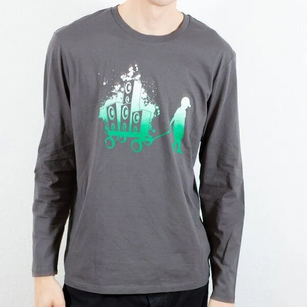 Spangeltangel Spangeltangel Langarmshirt, "Boxenbernd" grau, Herren, Siebdruck, Grau, – Produktbild 3 von 4