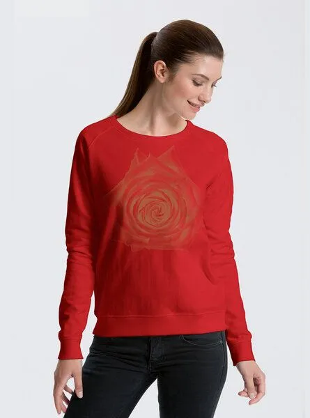 Peaces.bio - handbedruckte Biomode Peaces.bio - handbedruckte Biomode Bio Damen-Sweatshirt Rose, Rot, – Produktbild 1 von 1