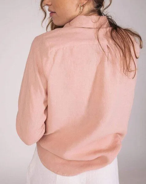 Aatise Aatise Hemdbluse aus 100% Leinen langarm Zalabis made in France, Rosa, – Produktbild 3 von 3