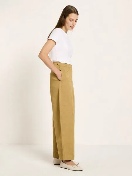 LANIUS LANIUS Hose mit Barrel Leg (OCS) aus Bio-Baumwolle und Leinen, Khaki, – Produktbild 2 von 4