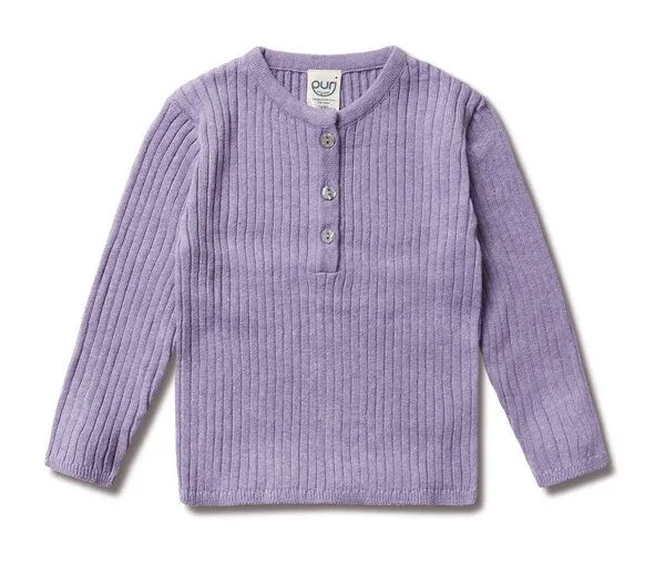 Puri Organic Puri Organic Klein Kinder Henley Rippe Bio Baumwolle Leinen, Purple, – Produktbild 1 von 1