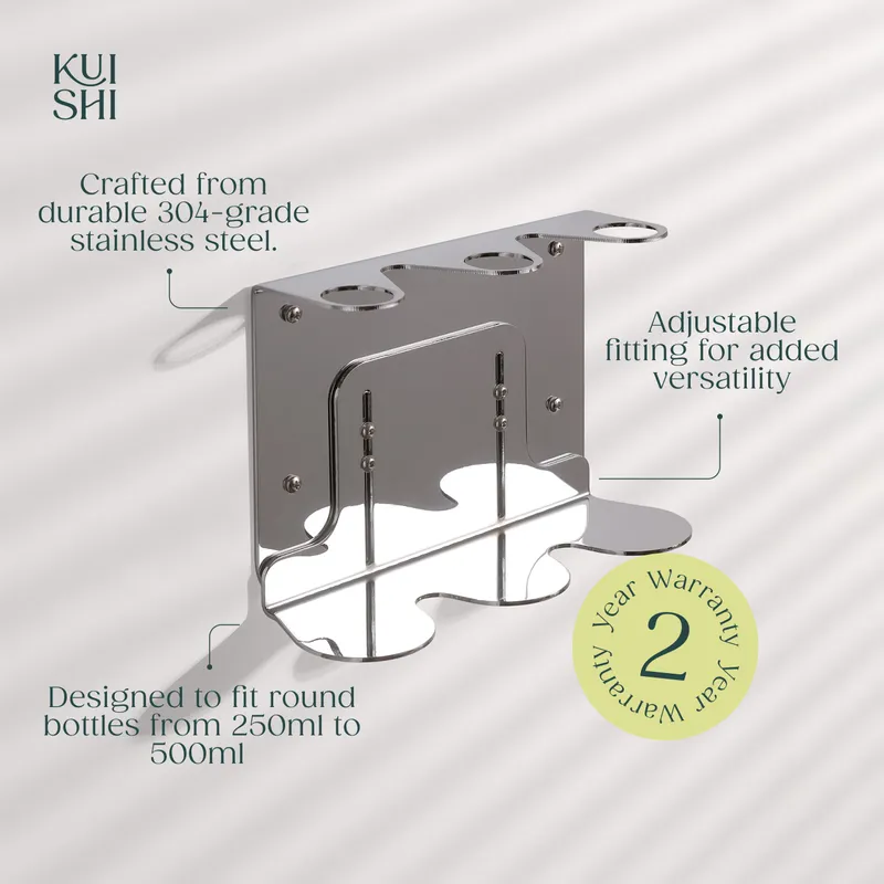 Kuishi Seifenspender Chrom Wandhalterung für drei – Produktbild 2 von 5