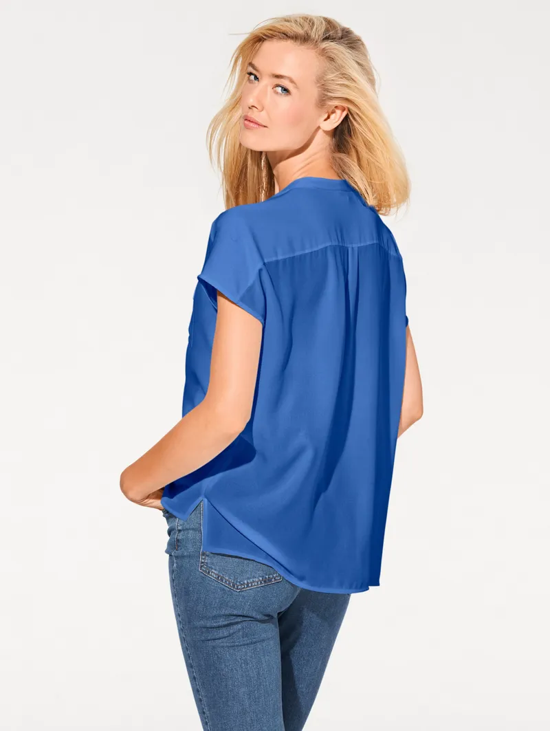 heine Kurzarm-Bluse royalblau, Royalblau, – Produktbild 3 von 3