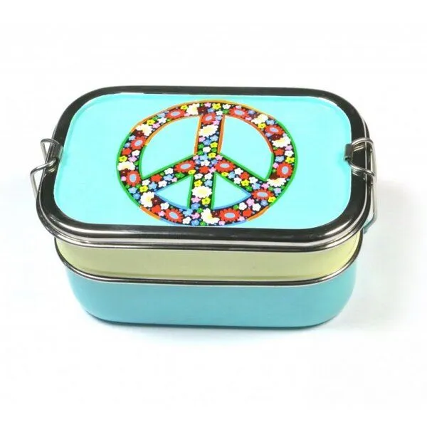 Just Be Just Be Peace Brotbox, Türkis/creme, – Produktbild 1 von 3