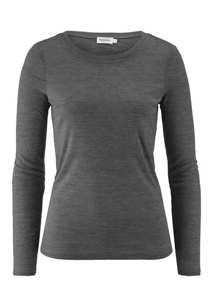 hessnatur hessnatur Longsleeve Slim aus Bio-Schurwolle und TENCEL Lyocell, Grau, – Produktbild 3 von 4
