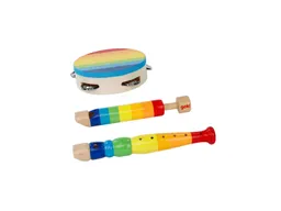 Goki goki Kinder Musik-Set aus Holz, 3-teilig, bunt lackiert Blockflöte, Tamburin und Kolbenflöte – Produktbild 1 von 1