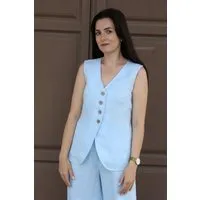 Amber Linen Amber Linen Damen vegan Weste Java Himmelblau – Produktbild 1 von 1