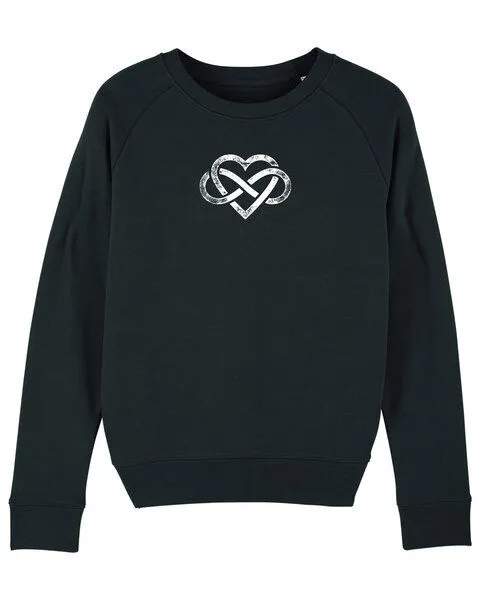 Human Family Human Family Bio Damen Rundhals Sweatshirt "Feel - Endless Love" - in 7 Farben, Schwarz, – Produktbild 1 von 3