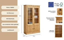OTTO home Vitrine Indra aus massiver Kiefer, FSC®, Höhe 145 cm, dezentes Ornament – Produktbild 1 von 1