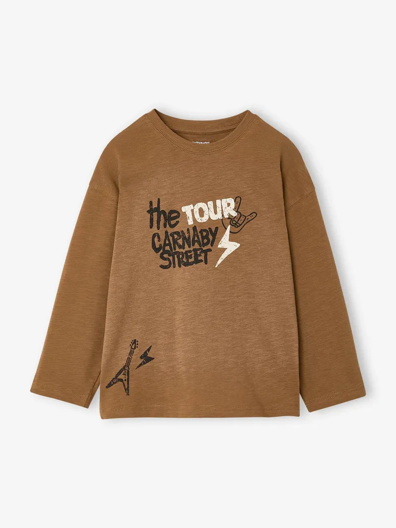 Vertbaudet Shirt mit Frontprint Jungen, Cappuccino, – Produktbild 1 von 4