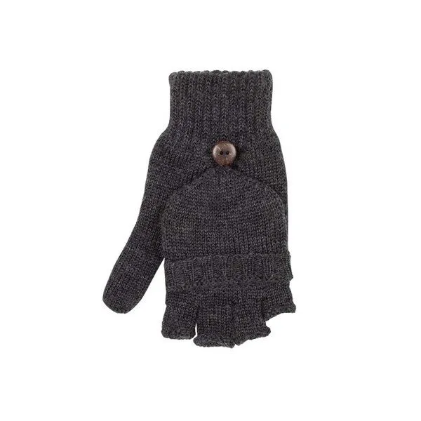 Pure Pure Pure-Pure Merino Handschuh mit Fingerkappe umklappbar, Anthrazit (grau), – Produktbild 1 von 1
