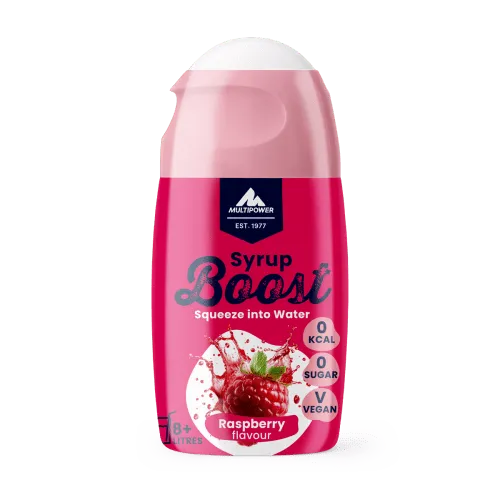 MULTIPOWER Multipower Syrup Boost Raspberry 65ml - Softdrinks - Deutschland - Süß - Fruchtig - Vegan - Vegetarisch - Intensivem Beerenaroma. Getränkekonzentrat – Produktbild 1 von 1