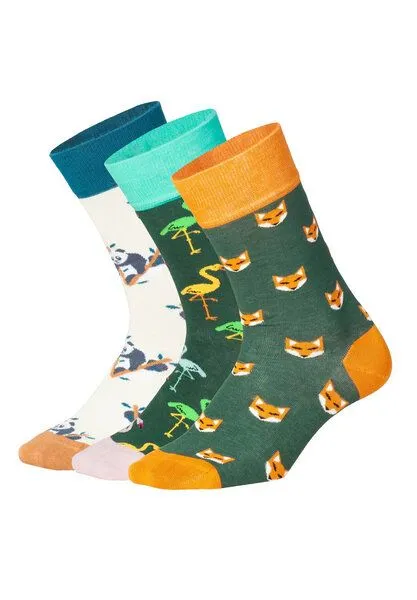 DillySocks DillySocks Socken „Wondrous Wildlife“, Creme, dunkelgrün, dunkelgrau, weiß, grün, orange, gelb, – Produktbild 2 von 4