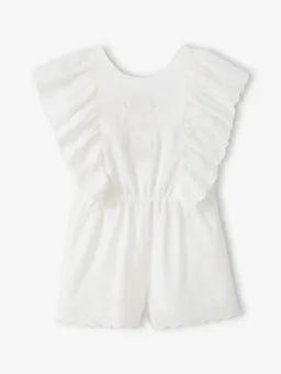 Vertbaudet Kurzer Mädchen Jumpsuit mit Stickerei und Volants – Produktbild 1 von 1