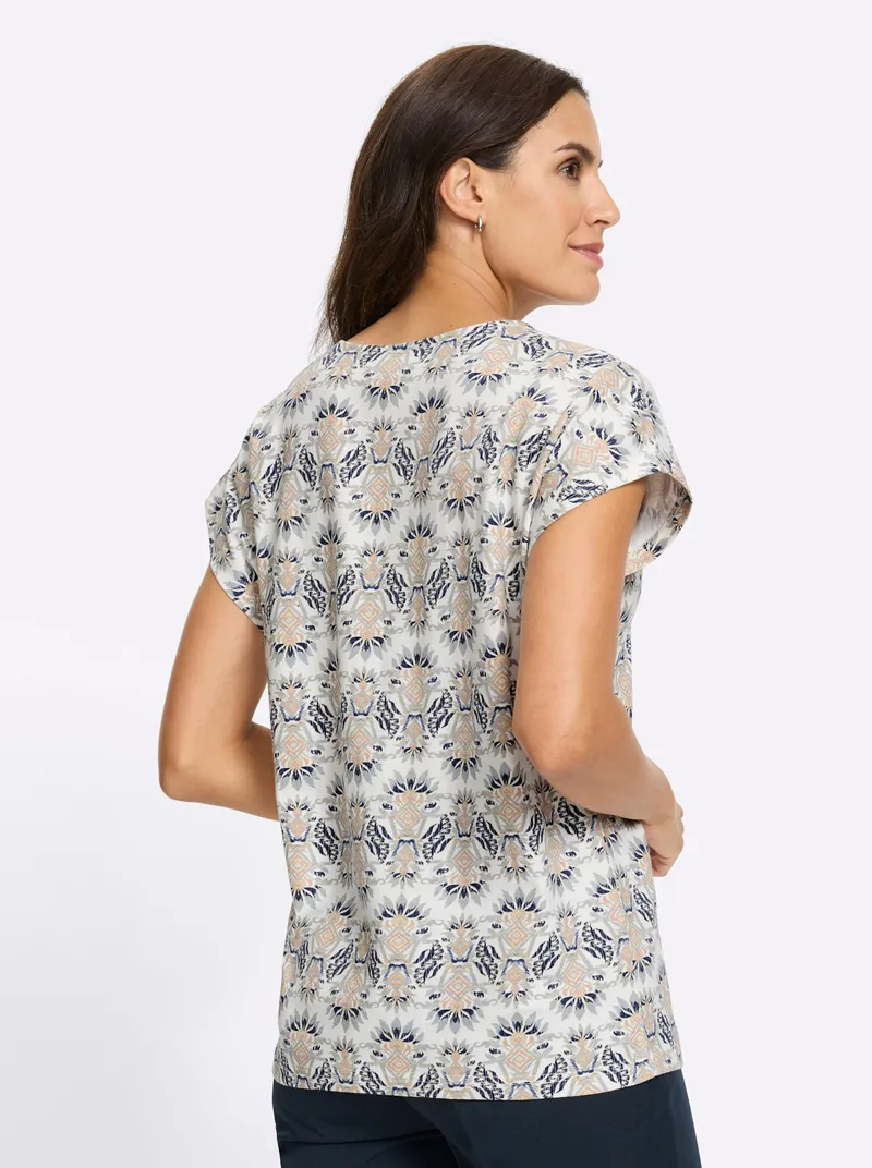 Witt Print-Shirt ecru-mauve-bedruckt, Ecru-mauve-bedruckt, – Produktbild 2 von 2