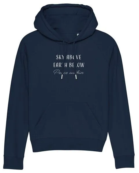 Human Family Human Family Bio Damen Sweatshirt mit Kapuze "Trekker - Peace within", Navy, – Produktbild 2 von 3