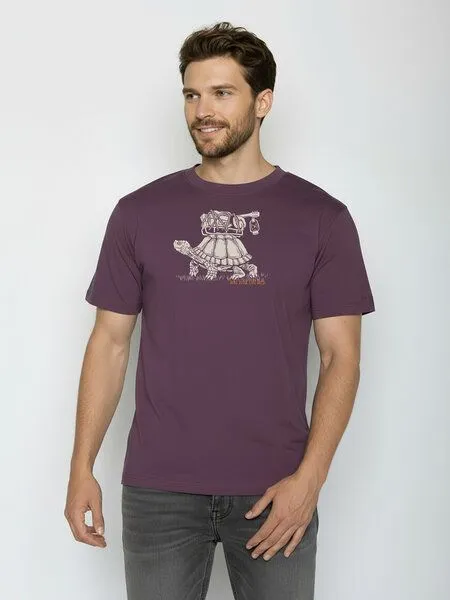 GreenBomb GREENBOMB Turtle Walk Fusion - Lässiges Oversize-T-Shirt aus Bio-Baumwolle / hochwertiger Print / GOTS / Fair & Vegan, Lila (berry bark), – Produktbild 1 von 4