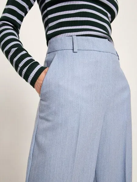 LANIUS LANIUS Verkürzte Hose aus Bio-Schurwolle, Light blue melange, – Produktbild 3 von 4