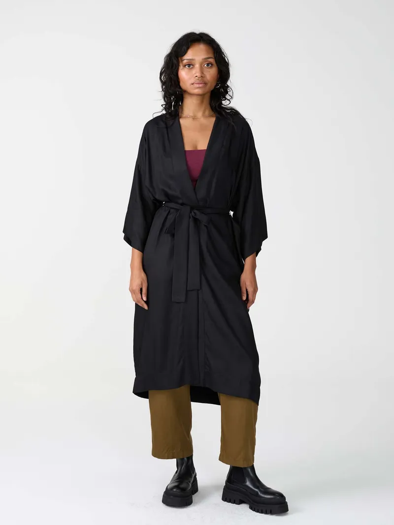 Yahmo Yahmo Damen vegan Kimono Liese Schwarz, Schwarz, – Produktbild 1 von 2