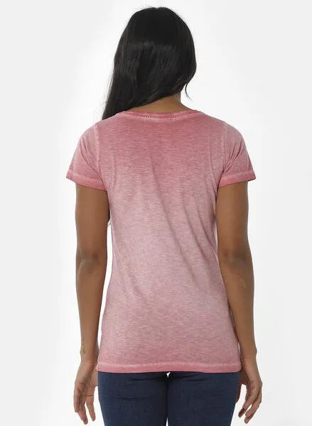 ORGANICATION ORGANICATION Cold Pigment Dyed T-Shirt aus Bio-Baumwolle mit Blume-Print, Rose(desert rose), – Produktbild 4 von 4