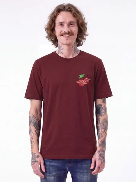 watapparel watapparel T-Shirt Unisex Cherry Planets, Burgundy, – Produktbild 2 von 2