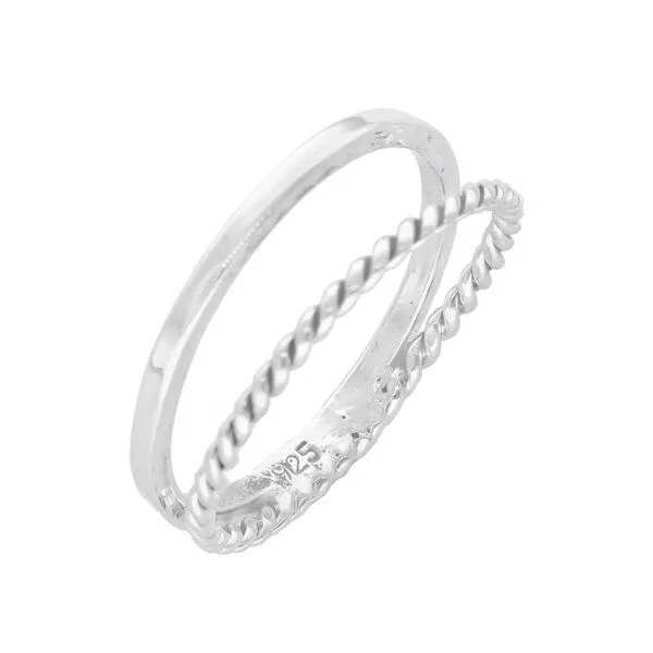 pakilia pakilia Silber Ring Kordel doppel gedreht Fair-Trade und handmade Große US 7 – Produktbild 1 von 4