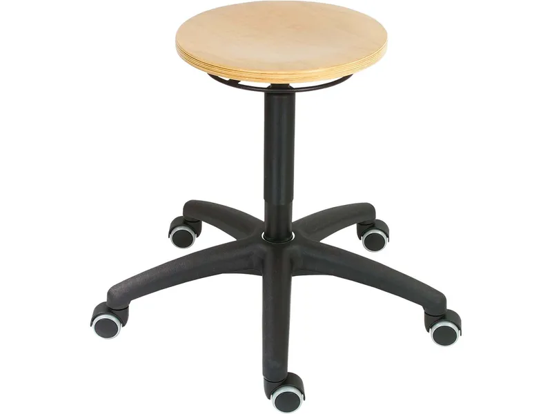 Drehhocker mit Sitz aus Buchenholz, höhe 430-620 mm – Produktbild 1 von 1