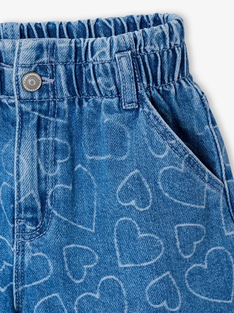 Vertbaudet Jeansshorts mit Print Mädchen, Blue stone herzen, – Produktbild 4 von 4