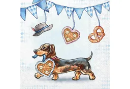 Ambiente Luxury Paper Products Papierserviette, Servietten Papier 33x33cm 3-lagig mit Dackel & Brezel Motiv 20 Stück – Produktbild 1 von 1