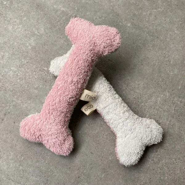 mio eco mio eco SET: Zwei hochwertige Upcycling Hundespielzeuge aus Hotel-Handtüchern zero waste je rosa-weiss – Produktbild 1 von 4