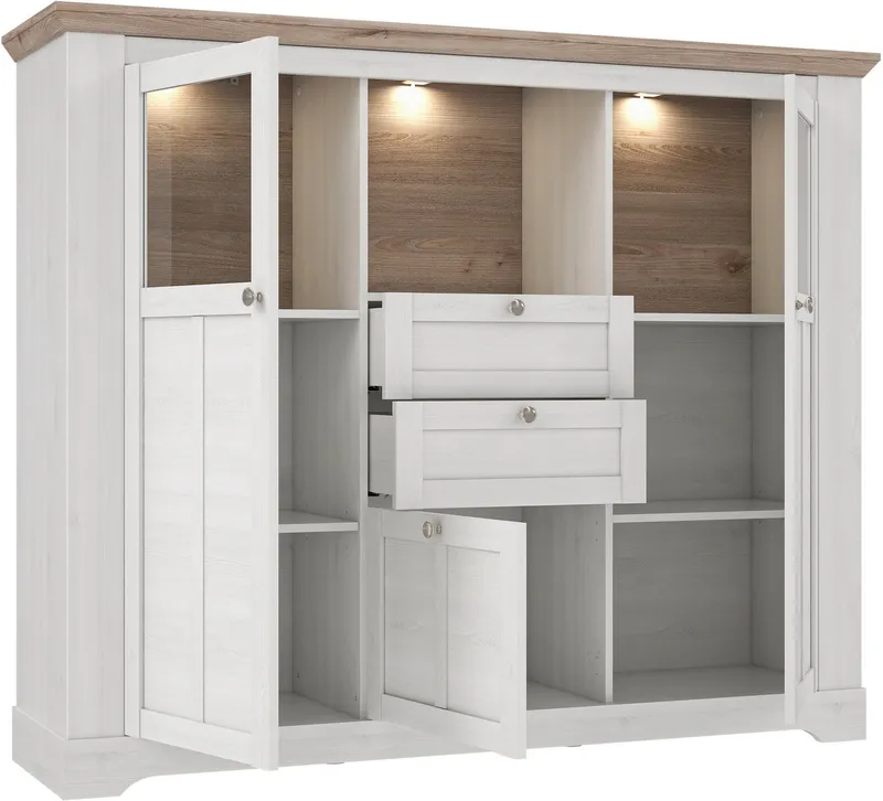 FORTE Highboard Iloppa, Höhe ca. 136 cm, Weiß, – Produktbild 4 von 5