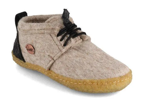 WoolFit WoolFit Kinder Barfuß-Hausschuhe mit outdoor Sohle - aus 100% natürlicher Wolle mit Naturkautschuksohle, Gr. 25-35, Hellgrau, – Produktbild 2 von 4