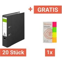 Memo 20 Ordner “Economy” Rückenbreite 8 cm + Gratis memo Haftstreifen “Neon Marker” – Produktbild 1 von 1