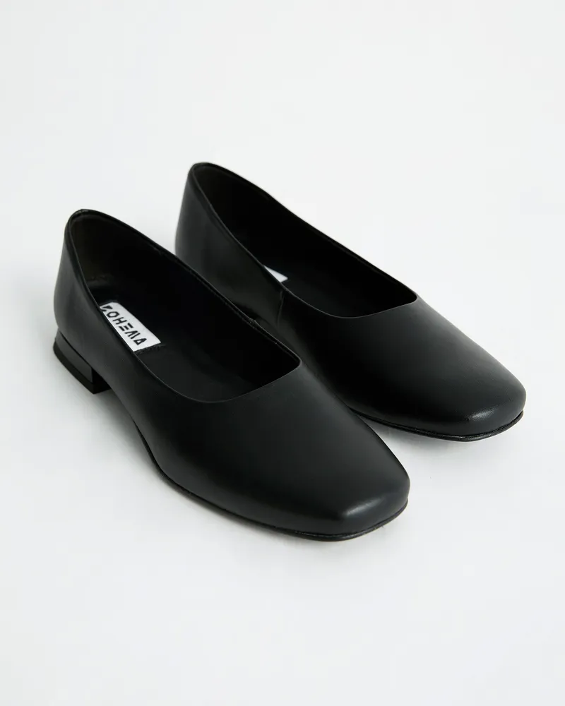 BOHEMA BOHEMA Damen vegan Ballerinas Diana Square Toe Schwarz, Schwarz, – Produktbild 1 von 2