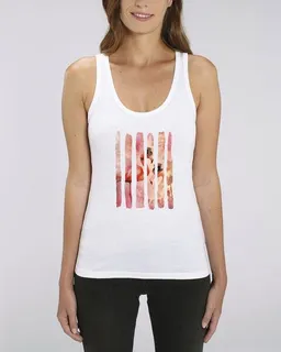 Human Family Human Family Damen Tank-Top "Gleam - Flamingo Stripes" in Weiß – Produktbild 1 von 1
