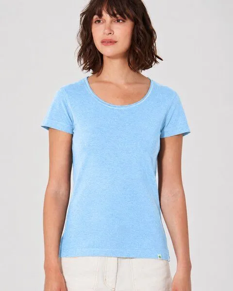 HempAge HempAge Damen T-Shirt mit Rollsaum Hanf/Bio-Baumwolle, Glacier (blau), – Produktbild 1 von 4