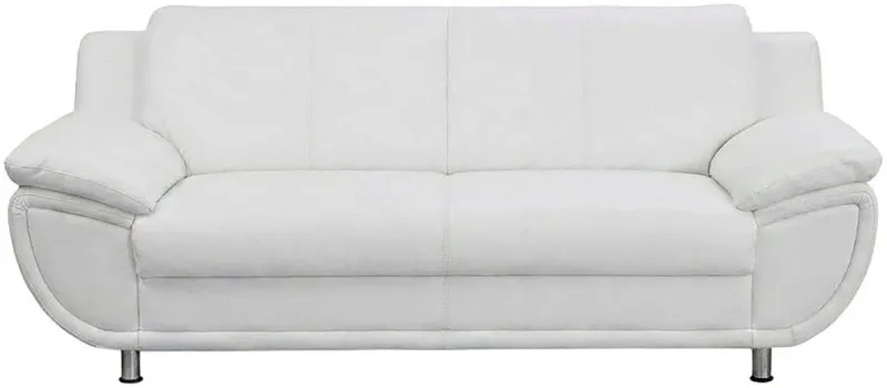 TRENDMANUFAKTUR 3-Sitzer Rondo 207 cm, 3-Sitzer, komfortabel, Federkern optional, Chromfüße, wahlweise mit Federkern, pflegeleichte Bezügen, Unser Dauertiefpreis, Weiß, – Produktbild 3 von 5