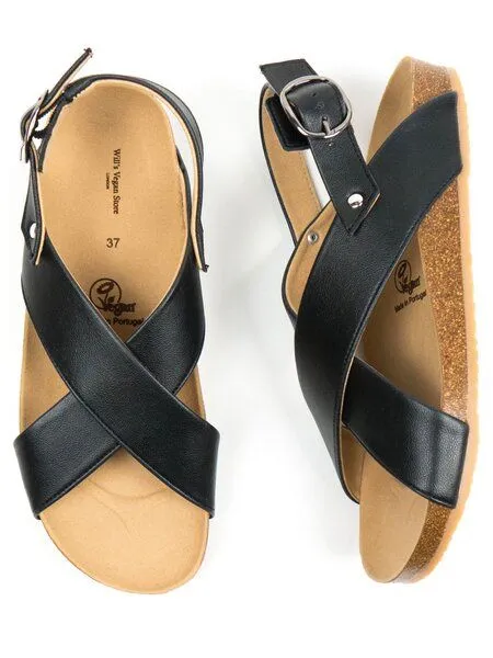 Will's Vegan Shop Will's Vegan Shop Huarache-Sandalen mit Fußbett Damen, Schwarz, – Produktbild 1 von 1