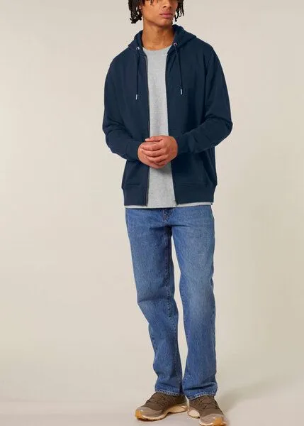 Kultgut Pro Earth- Hochwertiger Biofair - Kapuzenzipper / Kultgut, Dunkelblau, – Produktbild 2 von 3