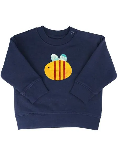 MelaDi Meladi Kinder Baby - Sweater aus Biobaumwolle - Biene auf Navy Blue, Blau, – Produktbild 1 von 7