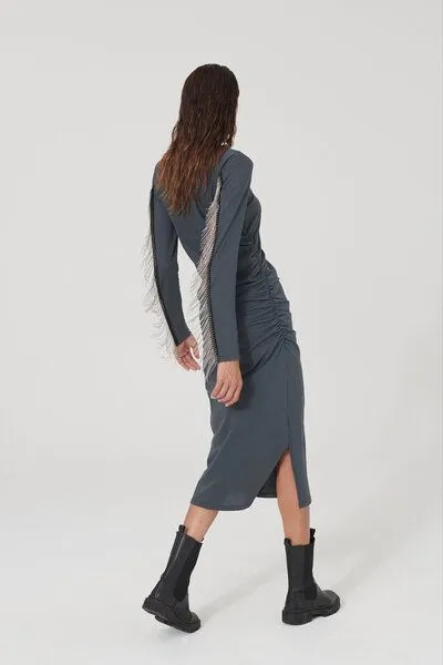 Lovjoi Lovjoi Kleid BEAUVOIRE aus Biobaumwolle, Charcoal grey (grau), – Produktbild 3 von 4