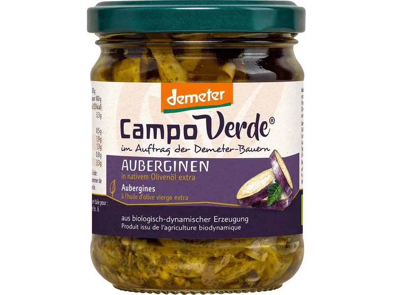 Campo Verde Campo Verde Bio-Auberginen in Olivenöl, 190 g – Produktbild 1 von 1