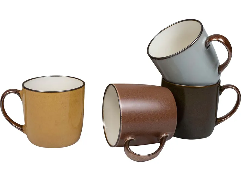 Könitz 4 Könitz Tassen "Just Coffee" aus Porzellan, 350 ml, Grau/braun, – Produktbild 1 von 1