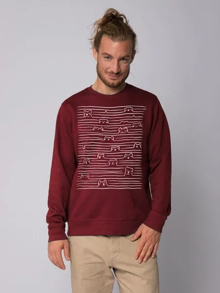 watapparel watapparel Sweatshirt Unisex Doodle Dogs, Burgundy, – Produktbild 2 von 3