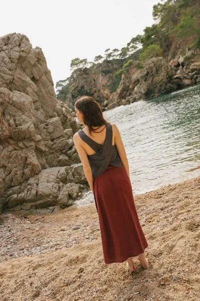 AmourLinen AmourLinen Schürzentop aus Leinen ELLA, Charcoal (schwarz), – Produktbild 4 von 4
