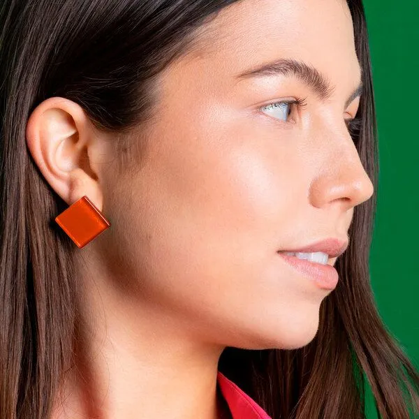 ALEXASCHA ALEXASCHA Auffällige Statement Ohrclips aus Glas | PUREFORM, Orange, – Produktbild 1 von 4